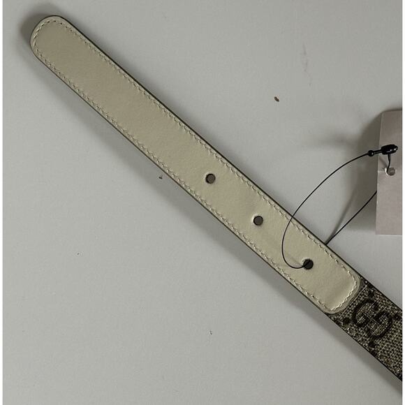 Gucci Women’s Leather GG Thin Width Belt Beige/Brown 110/44 409417 NWT - Picture 8 of 13